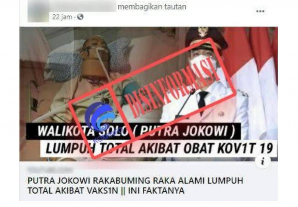 [DISINFORMASI] Gibran Alami Kelumpuhan setelah Konsumsi Obat Covid-19